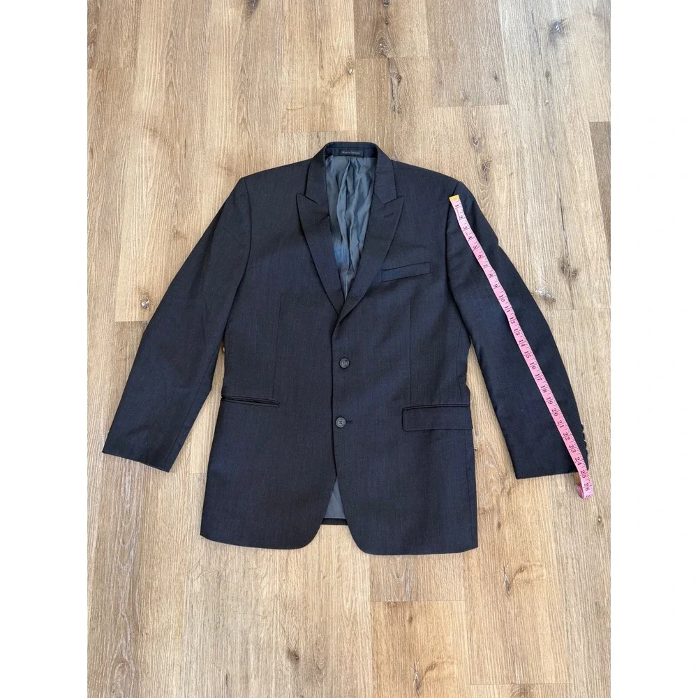 Calvin Klein Old Money Blazer Mens 43L Charcoal Grey 100% Wool Two Button Jacket